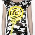 Camouflage T Shirt, Yellow Shine Lollipop Candy..