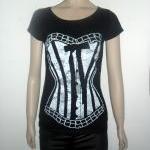 Black And Withe Lace Corset Tshirt For Women Scoop..