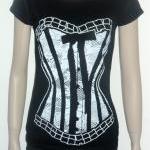 Black And Withe Lace Corset Tshirt For Women Scoop..