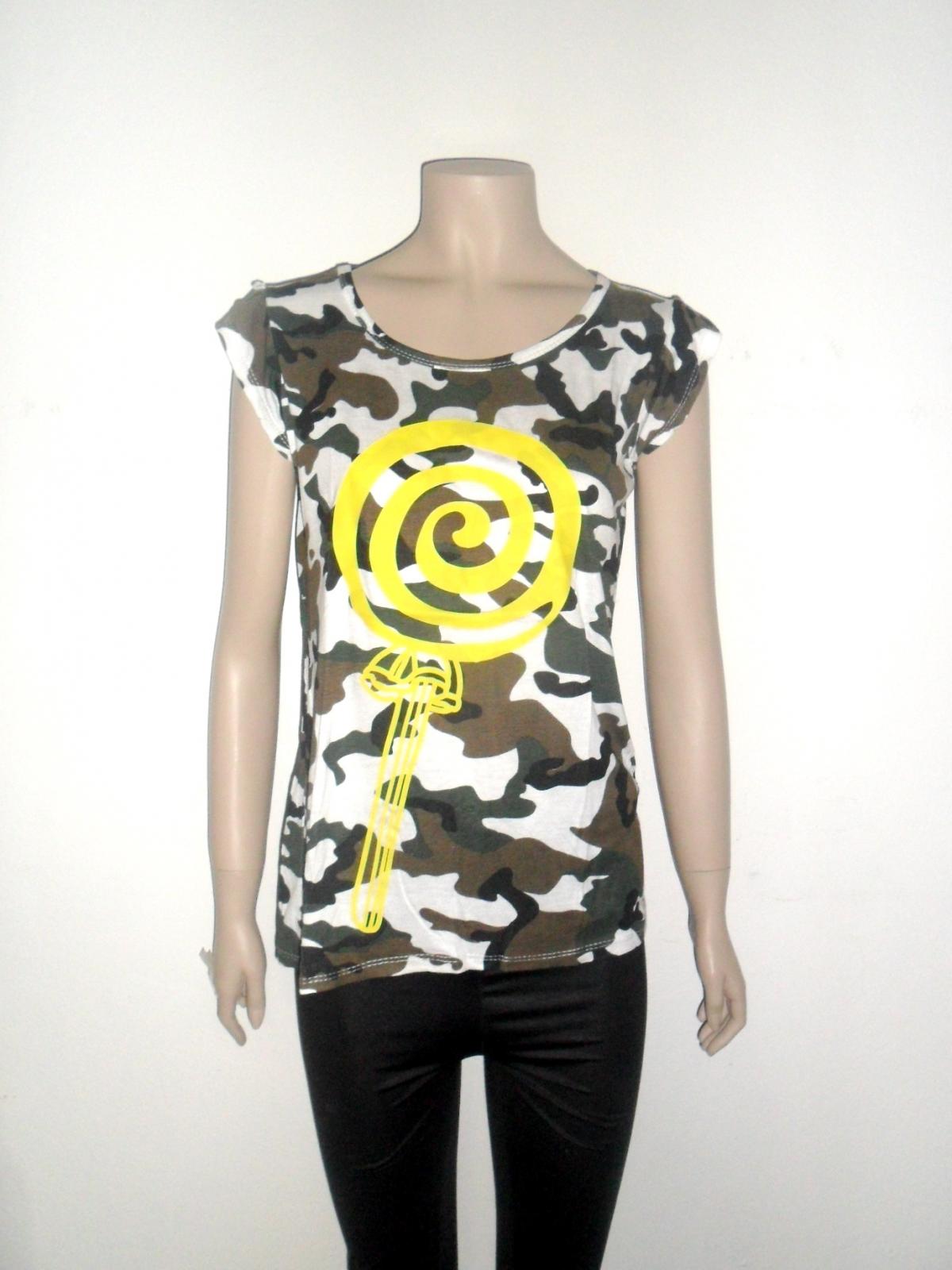 Camouflage T Shirt, Yellow Shine Lollipop Candy Pastel Color