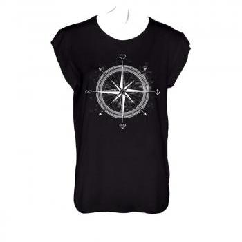 Compass love diamond infinite anchor trip black cut out style tshirt